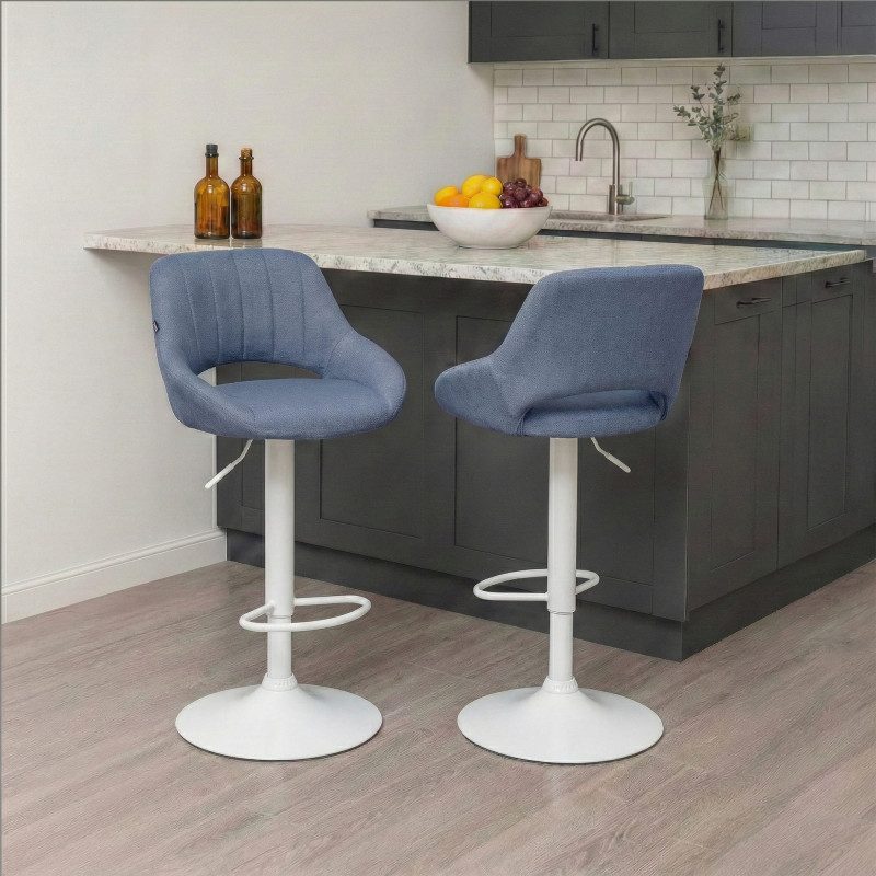 Sgabello Milet Tessuto blu,bianco