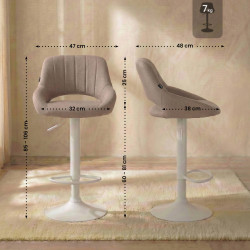 Sgabello Milet Tessuto Tortora,bianco