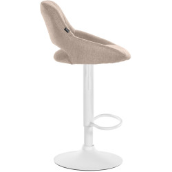 Tabouret de bar Milet, tissu blanc taupe