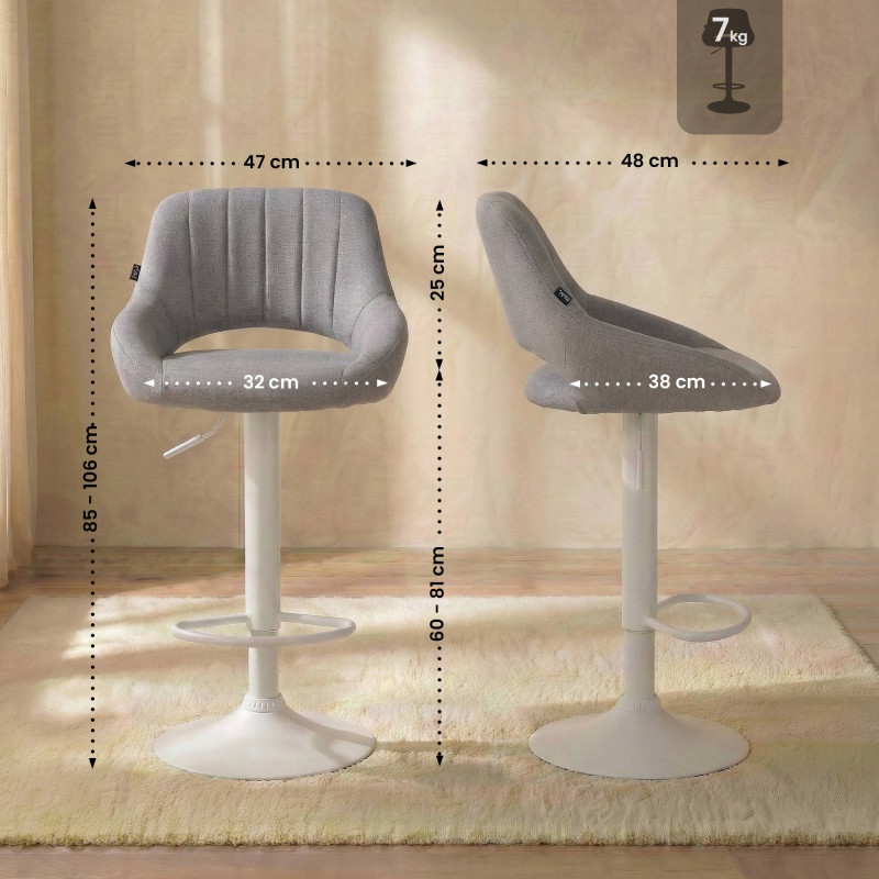 Sgabello Milet Tessuto grigio,bianco