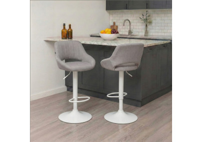 Sgabello Milet Tessuto grigio,bianco