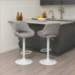 Sgabello Milet Tessuto grigio,bianco