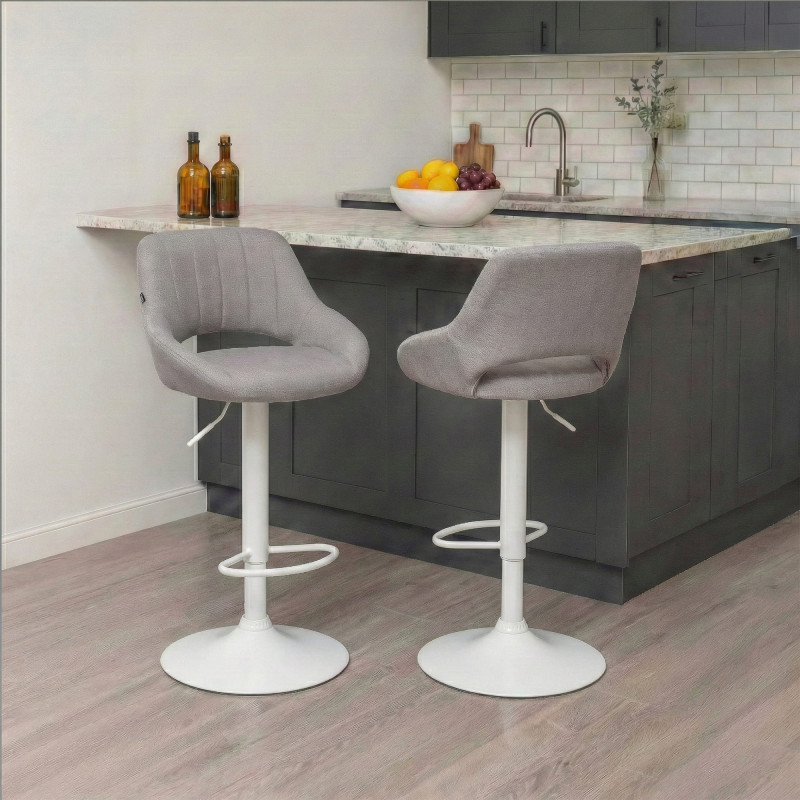 Sgabello Milet Tessuto grigio,bianco