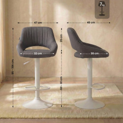 Sgabello Milet Tessuto grigio scuro,bianco