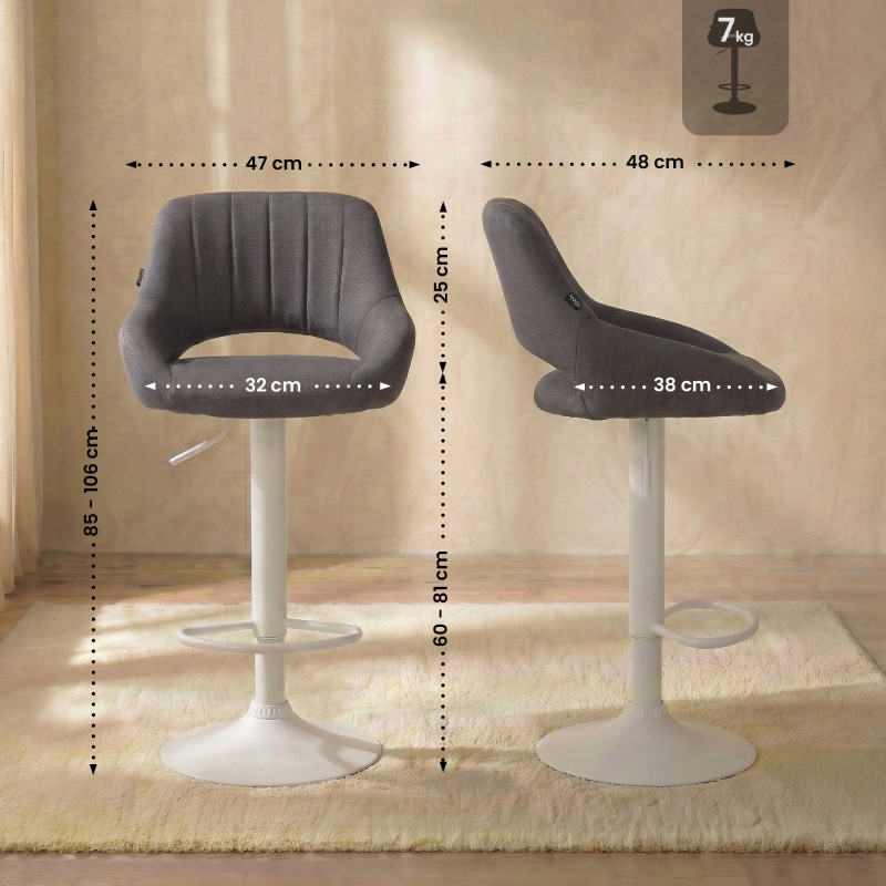 Sgabello Milet Tessuto grigio scuro,bianco
