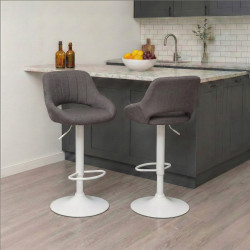 Sgabello Milet Tessuto grigio scuro,bianco