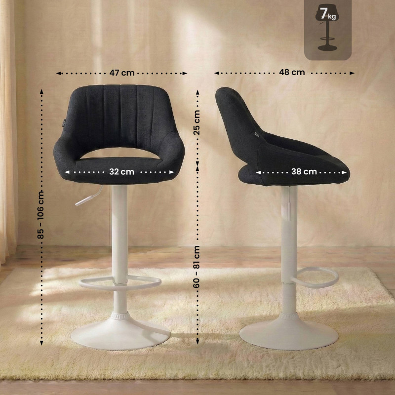 Sgabello Milet Tessuto nero,bianco