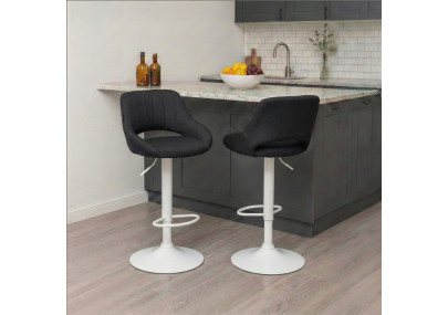 Sgabello da bar Milet, tessuto, bianco/nero