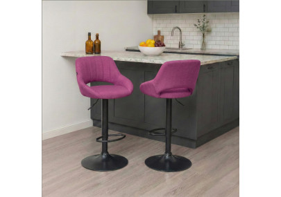Tabouret de bar Milet, tissu noir violet