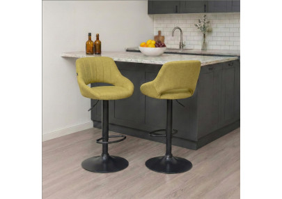 Tabouret de bar Milet, tissu noir vert