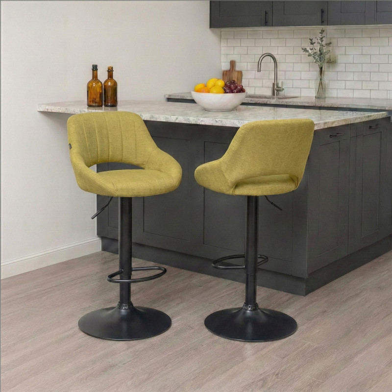 Tabouret de bar Milet, tissu noir vert