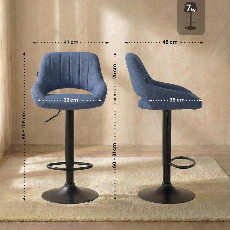 Sgabello Milet Tessuto blu,nero