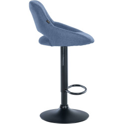 Tabouret de bar Milet, tissu noir bleu