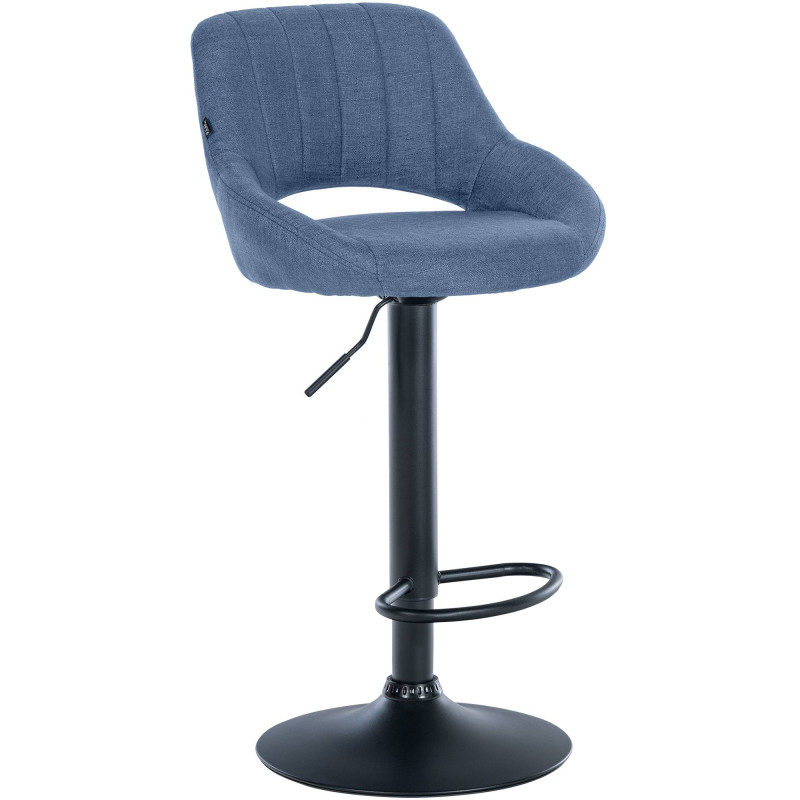 Taburete de bar Milet, tapizado, negro/azul