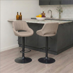 Tabouret de bar Milet, tissu noir taupe