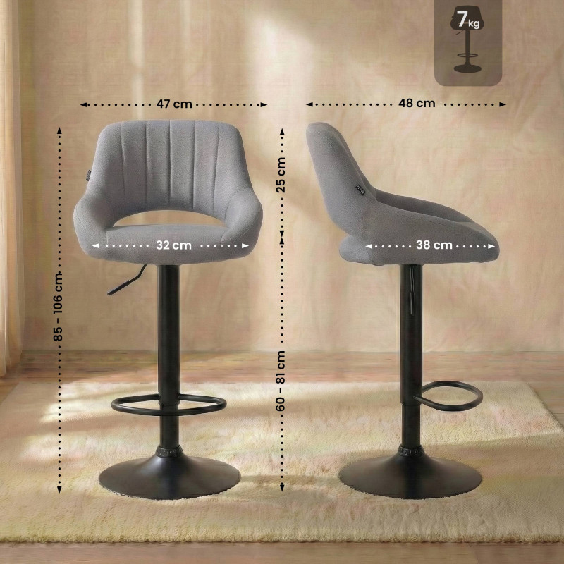 Sgabello Milet Tessuto grigio,nero