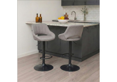 Tabouret de bar Milet, tissu noir gris