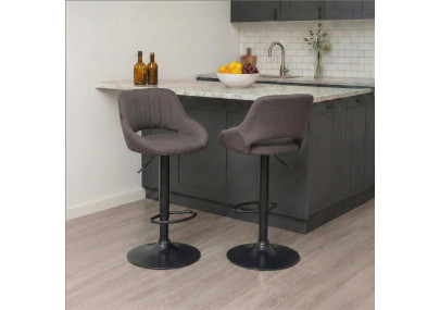 Tabouret de bar Milet, tissu noir gris foncé