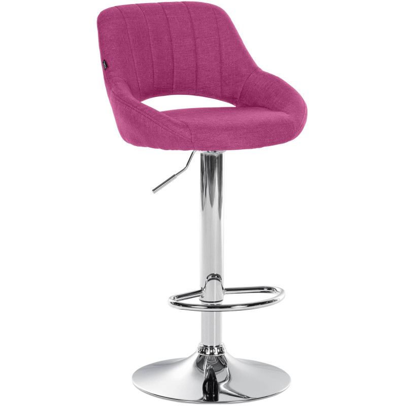 Tabouret de bar Milet, tissu, chrome violet