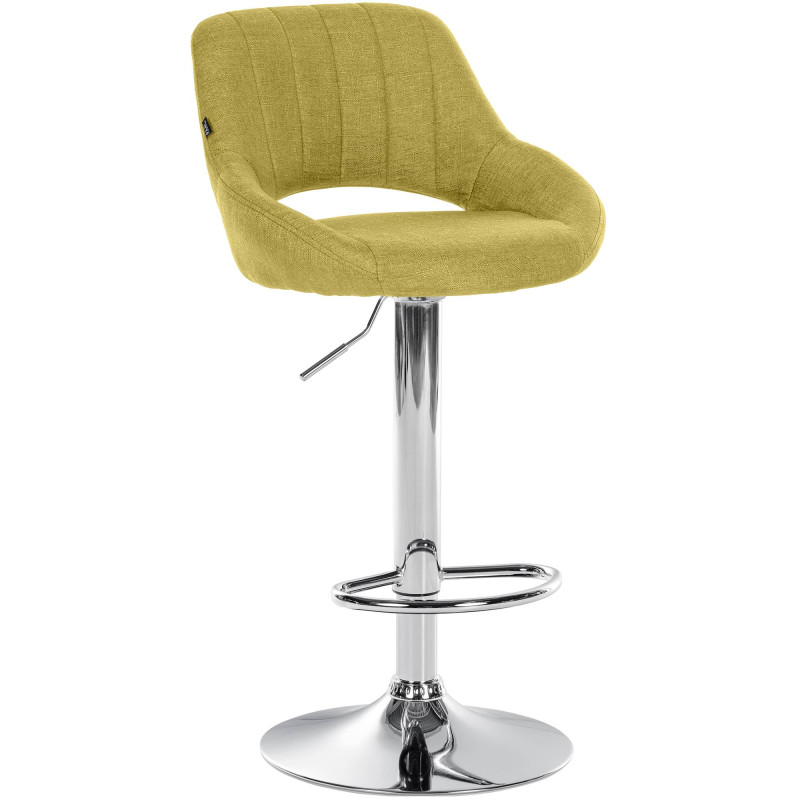 Tabouret de bar Milet, tissu, chrome vert