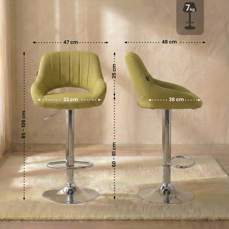 Sgabello Milet Tessuto verde,cromo