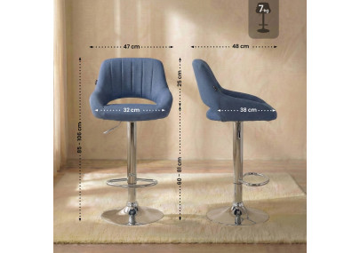Sgabello Milet Tessuto blu,cromo