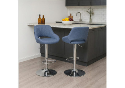 Sgabello Milet Tessuto blu,cromo