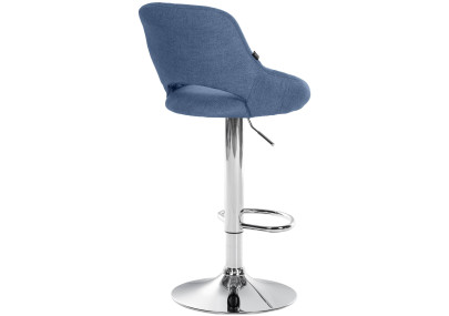 Tabouret de bar Milet, tissu, chrome bleu