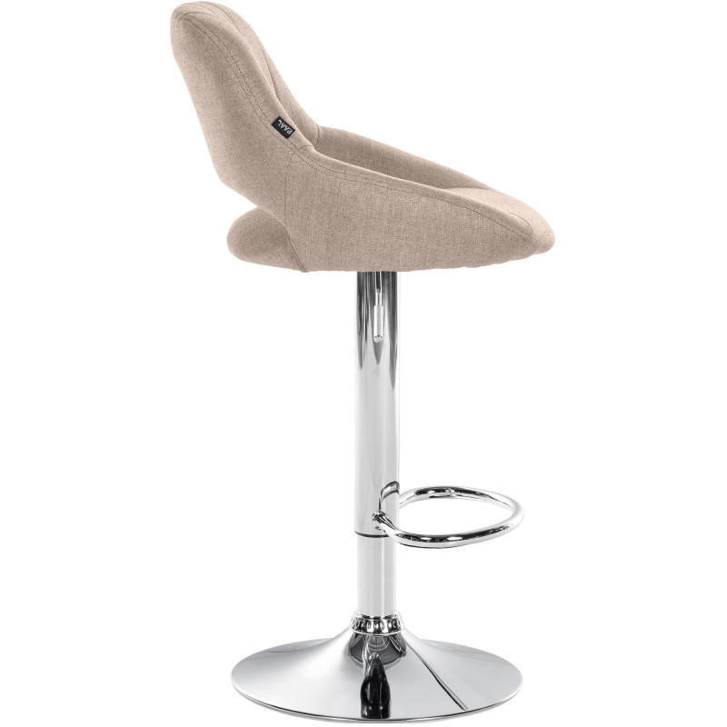 Tabouret de bar Milet, tissu, chrome taupe