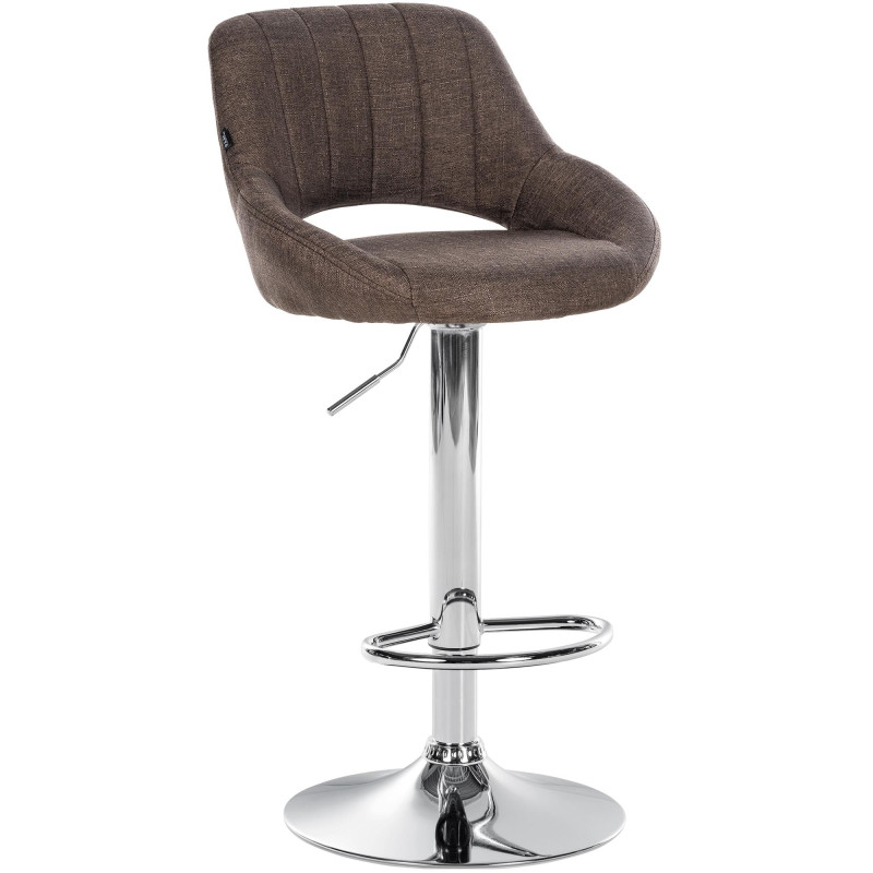 Taburete de bar Milet, tapizado, marrón cromado