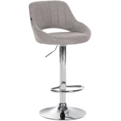 Tabouret de bar Milet, tissu, chrome gris