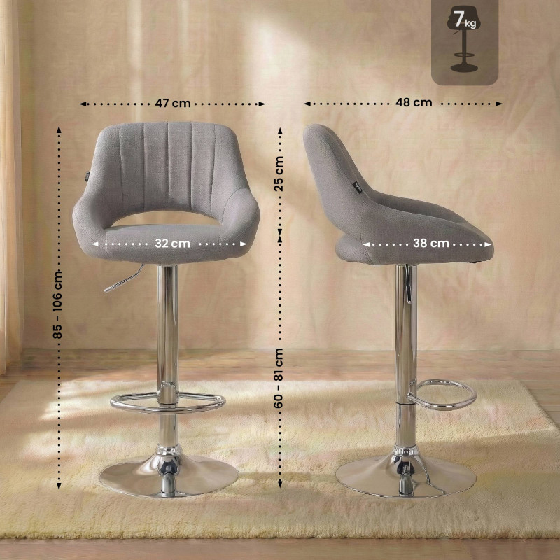 Sgabello Milet Tessuto grigio,cromo