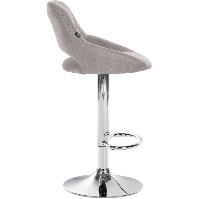 Tabouret de bar Milet, tissu, chrome gris
