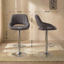 Sgabello Milet Tessuto grigio scuro,cromo