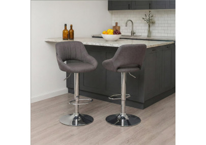 Tabouret de bar Milet, tissu, chrome gris foncé