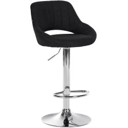 Tabouret de bar Milet, tissu, chrome noir