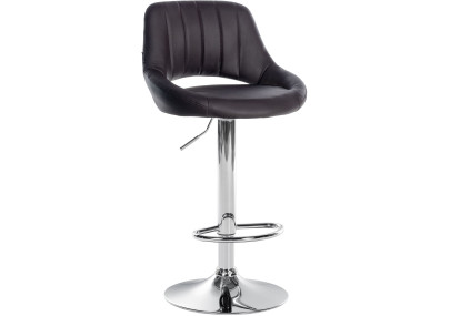 Tabouret de bar Milet, similicuir, chromé brun