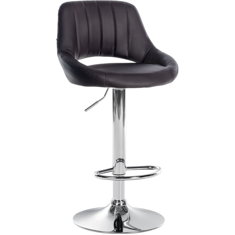 Tabouret de bar Milet, similicuir, chromé brun