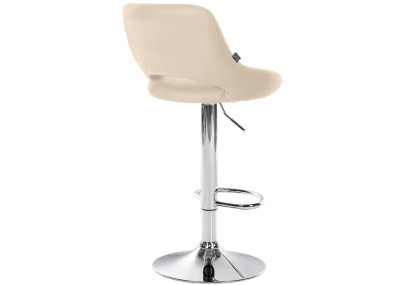 Taburete de bar Milet, piel sintética, cromado, crema