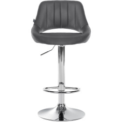 Tabouret de bar Milet, similicuir, chromé gris
