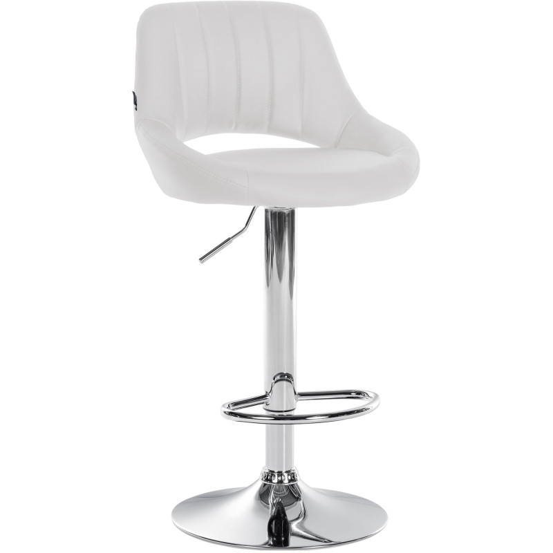 Tabouret de bar Milet, similicuir, chromé blanc