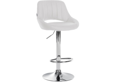 Tabouret de bar Milet, similicuir, chromé blanc