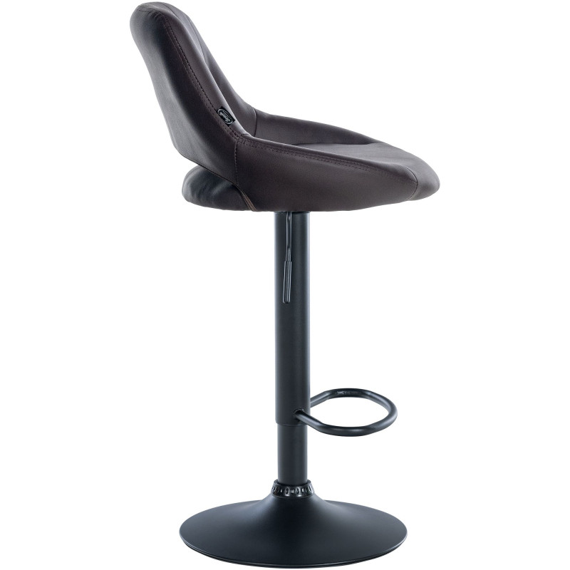 Tabouret de bar Milet, similicuir noir brun