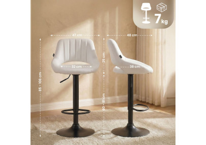Tabouret de bar Milet, similicuir noir blanc