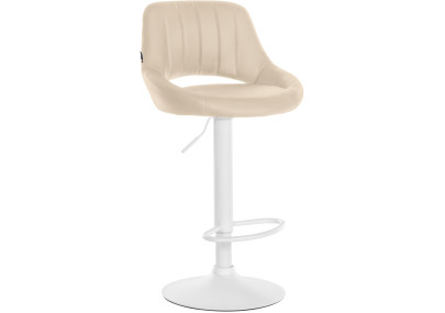 Taburete de bar Milet, piel sintética, blanco/crema
