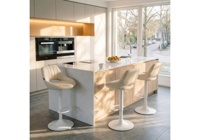 Sgabello da bar Milet, similpelle, bianco/crema