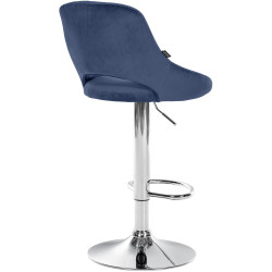 Tabouret de bar en velours Milet, chromé bleu