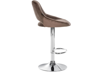 Tabouret de bar en velours Milet, chromé brun