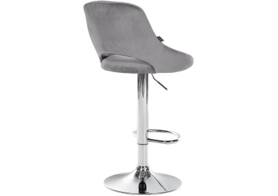 Tabouret de bar en velours Milet, chromé gris foncé