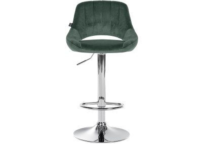 Tabouret de bar en velours Milet, chromé vert